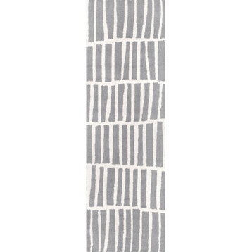 nuLOOM Hand Tufted Wool Lemuel Geometric Area Rug, Gray 2'x6' Runner