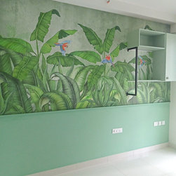 Tropical Green Forest, Digitally Painted Wallpaper - Wallpaper