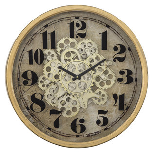 Yosemite Home Decor Gilded Round Modern Metal Gear Clock in Gold