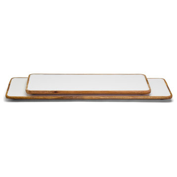Two's Company 53554 2-Piece Set Hand-Crafted Long Rectangular Serving Tray