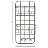 Modern Iron 2-Tier Basket Wall Rack With 3 Hooks, Gray