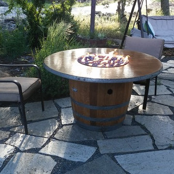 Wine Barrel Fire Pit Table
