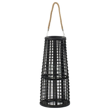 Rattan Tapered Candle Lantern w/ Handle D9.5x21"