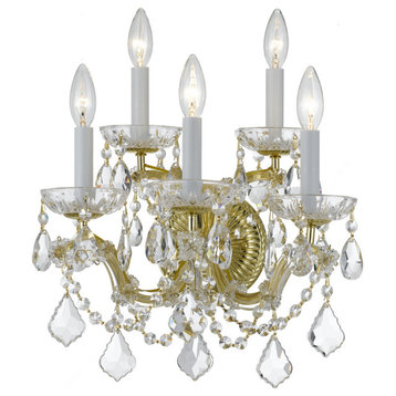 Maria Theresa 5 Light Clear Crystal Gold Sconce