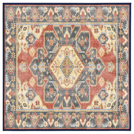 Washable Juliette Indian Spice Area Rug, Square 8'