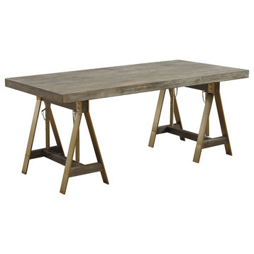 Biscayne Adjustable Dining Table / Desk, Weathered Finish