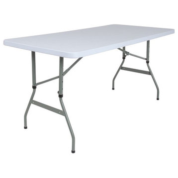 Flash Furniture 59" x 29" Plastic Bi-Fold Table in Granite White