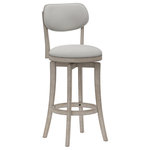 Hillsdale Furniture - Hillsdale Sloan Swivel Bar Height Stool - Transitional design with a classic color palette, the Hillsdale Furniture Sloan Swivel Bar Height Stool has versatile style. This 360° swivel bar height stool features a unique aged gray wood finish and fog upholstery with welt piping. Both the seat and back are padded for extra comfort and the perfectly placed footrest makes it easy to relax. Ideal for your kitchen island or bar height dining table. Assembly required.