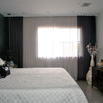 Beatriz Miami Lakes - Ripple Fold Black + Silver Sheer Drapes