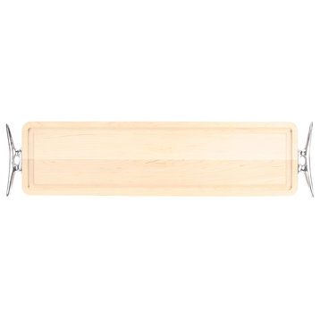 BigWood Boards Long Bread Board with Boat Cleat Handles, Maple