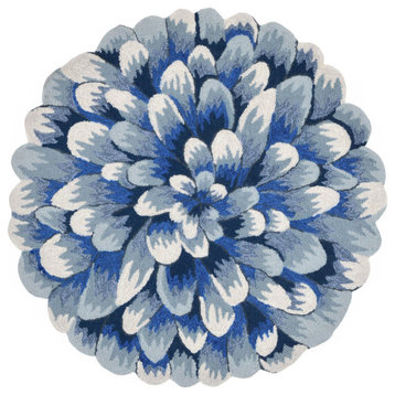 Frontporch Mum Rug, Blue, 5' Round