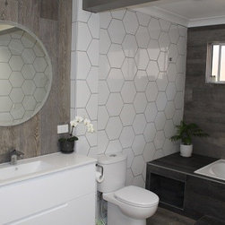 White Tiles large hexagon tile with dark grout - Wall Decor