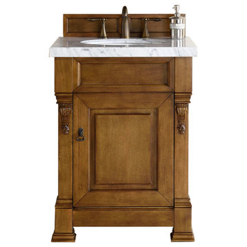 James Martin 147-114-V26-COK-3CAR 26 Inch Country Oak Vanity With Marble Top