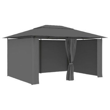 vidaXL Gazebo Outdoor Canopy Tent Patio Pavilion with Curtains Anthracite