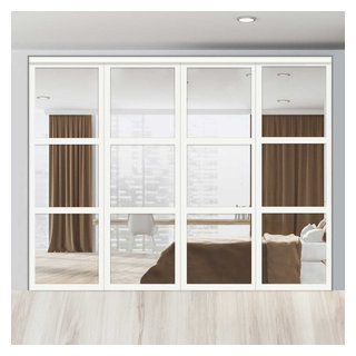 Bypass Closet Doors 72 x 80 inches with Hardware, Planum 0010 Chocolate  Ash, Wheels Pulls Rails