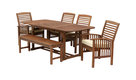 6-Piece Acacia Patio Dining Set With Cushions, Dark Brown