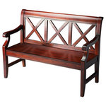 Butler Speciality - Butler Specialty Company, Gerrit Wooden 44"W Bench, Dark Brown - Butler Specialty Company, Gerrit Wooden 44"W Bench, Dark BrownThis alluring transitional bench is a welcome addition to a variety of spaces. Crafted from select hardwoods and Wood products, it features bold �X� back supports and a mysterious, lightly distressed  Cherry finish.