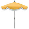 7.5' Gray Surfside Patio Umbrella With Ribs and White Fringe, Buttercup