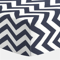White and Navy Zig Zag Crib Sheet - Baby Bedding