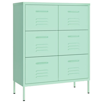 vidaXL Drawer Cabinet File Cabinet Freestanding Storage Cabinet Mint Steel