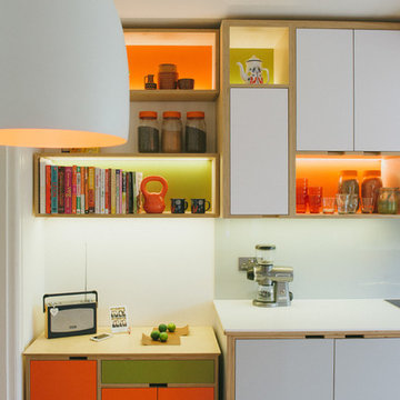 The Rogersons: Orange, Lime & White Laminated Plywood Kitchen