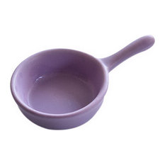 2 Pcs Japanese Style Ceramic Saucer With Handle Purple Cream Soup Soy Dish Plate