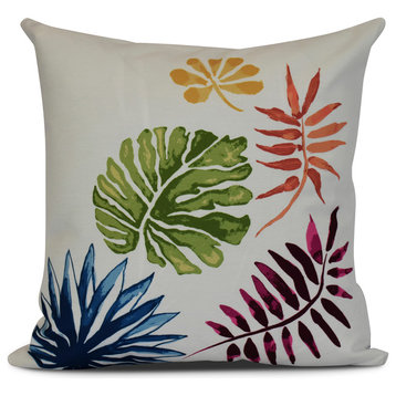 16x16", Brambles, Floral Print Outdoor Pillow, Coral