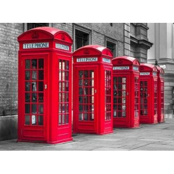 London  telephone boxes in a row Print