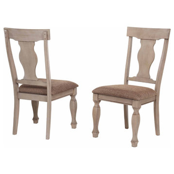 2 Tone Brown Wood Dinette Dining Room Side Chairs, Set of 2