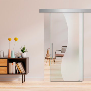 Sliding Glass Door With Designs ALU100, 32"x81"