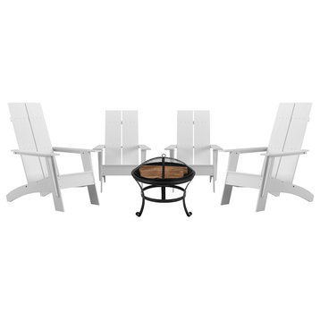 Flash Furniture Finn Pack of 4 Rockers/Fire Pit, White, JJ-C145094-202-WH-GG