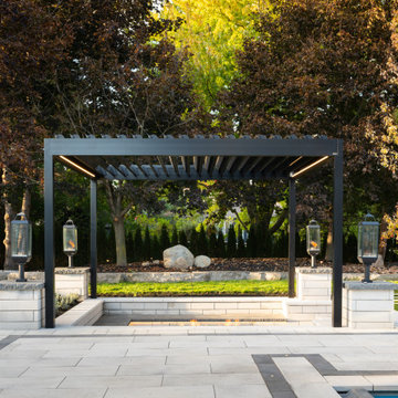 Modern Aluminum Pergola & Sunken Fire Lounge