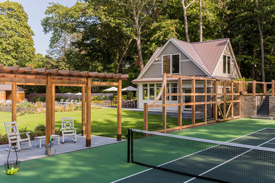 Example of a transitional exterior home design in Boston