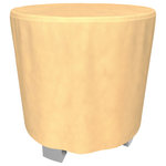 Budge - Budge All-Seasons Patio Bar Table Cover 50" Diameter x 42" Drop (Nutmeg) - The Budge All-Seasons Round Patio Table Cover, Small provides high quality protection to your round patio table. The All-Seasons Collection by Budge combines a simplistic, yet elegant design with exceptional outdoor protection. Available in a neutral blue or tan color, this patio collection will cover and protect your round patio table, season after season. Our All-Seasons collection is made from a 3 layer SFS material that is both water proof and UV resistant, keeping your patio furniture protected from rain showers and harsh sun exposure. The outer layers are made from a spun-bonded polypropylene, while the interior layer is made from a microporous waterproof material that is breathable to allow trapped condensation to flow through the cover. Our waterproof patio table cover stays secure in windy conditions. With our All-Seasons Collection you'll never have to sacrifice style for protection. This collection will compliment nearly any preexisting patio decor, all while extending the life of your outdoor furniture. This round table cover measures 36" diameter x 28" drop.
