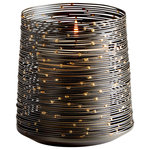 Cyan Design - Large Luniana Candleholder - Wire-like bands circle this exceptional metal candleholder to provide a stylish glow from within. In an antique black finish, this large holder is a charming addition to a dining room or console table.