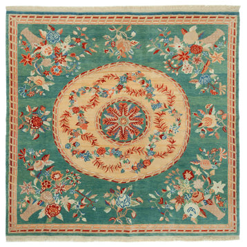 Rug N Carpet - Handmade Oriental 6' 11" x 6' 7" One-of-a-Kind Oushak Area Rug