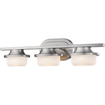 Z-Lite - Optum 3 Light Bathroom Vanity Light in Brushed Nickel - The Optum collection vanity fixtures incorporate a transitional vintage industrial style with chic contemporary. Utilizing Z-Lite?s new long-lasting, replaceble LED technology, these fixtures provide energy efficiency while delivering optimum illumination. Matte Opal glass is paired with optional Brushed Nickel or Chrome finishes creating a clean design.