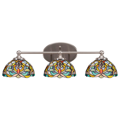 Capri 3-Light Bath Bar, Brushed Nickel/Kaleidoscope Art