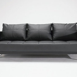 "Innovation USA" Cassius Q Deluxe Black Leather Textile Sofa Bed - Sofas