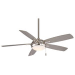 Minka Aire - Minka Aire Lun-Aire With Led Light 54" Ceiling Fan F534L-BN - 54" Ceiling Fan from Lun-Aire With Led Light collection in Brushed Nickel finish. Number of Bulbs 1. No bulbs included. 54" 5-Blade LED Ceiling Fan in Brushed Nickel Finish with Silver Blades with Etched Opal Glass No UL Availability at this time.