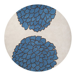 Brown Pacific Blue Round Rug - Rugs