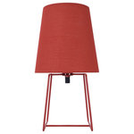 Aspen Creative Corporation - 40172-21, 13" Metal Accent Table Lamp, Red Painted - Aspen Creative is dedicated to offering a wide assortment of attractive and well-priced portable lamps, kitchen pendants, vanity wall fixtures, outdoor lighting fixtures, lamp shades, and lamp accessories. We have in-house designers that follow current trends and develop cool new products to meet those trends. Aspen Creative offers a one pack set metal accent table lamp, with a transitional design in a red painted finish . It includes an empire shaped lamp shade in red. The lampshade size is 5 inch top, 7 inch bottom, and 7 inch slant height. The lamp has an on/off rotary switch and uses an E12 base light bulb, 60 watt max (light bulb not included). Lamp is UL listed. Applications - living room lighting and family room lighting, as well as bedrooms and offices.