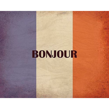 "Bonjour" French Flag Ready-to-Hang Canvas Art, 8"x10"
