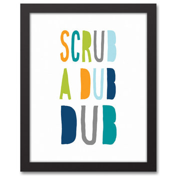 Scrub A Dub Dub Cool Tones Design 11x14 Black Framed Canvas