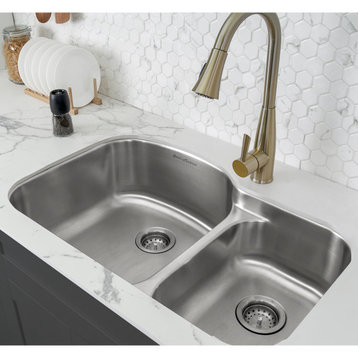 32"x21" Stainless Steel, Dual Basin, Undermount Kitchen Sink