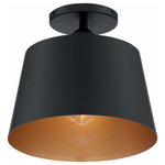 Nuvo Lighting - Nuvo Lighting 60/7332 Motif - 10 Inch 1 Light Semi-Flush Mount - Motif; 1 Light; 10 in.; Semi-Flush Brushed Brass wMotif 10 Inch 1 Ligh Black/Gold *UL Approved: YES Energy Star Qualified: n/a ADA Certified: n/a  *Number of Lights: Lamp: 1-*Wattage:100w A19 Medium Base bulb(s) *Bulb Included:No *Bulb Type:A19 Medium Base *Finish Type:Black/Gold