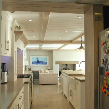 Cream, coastal feel handmade kitchen with large island