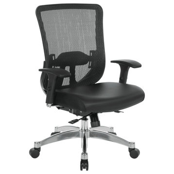 Black Vertical Mesh Back Manager's Chair With Black Bonded Leather Seat