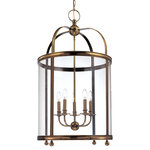 Hudson Valley Lighting - Larchmont, 20" Pendant, Historic Nickel Finish, Clear Glass Shade - A carousel of candelabra light shines within the smooth metalwork of the Larchmont lantern. We've freshened the fixture's classic cupola inspiration with tastefully understated styling. Cast metal rings, enhanced with eye-catching beaded details, create the barrel framework for Larchmont's four shining panes of clear, curved glass.