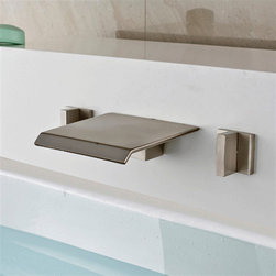 Bras&iacute;lia Double Handle Brushed Nickel Wall Mounted Bathtub Faucet. - Bathtub Faucets